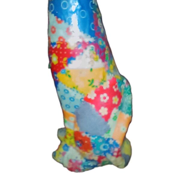 Patchwork Vintage Cat Figurine 14" Tall Decopatch Decoupage Calico Floral - Picture 7 of 15